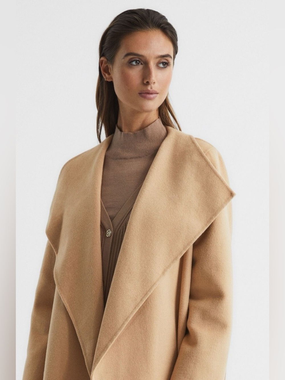 NWT REISS Valentina Scarf Coat Belted Jacket, Camel, US Size 4 - Picture 6 of 7
